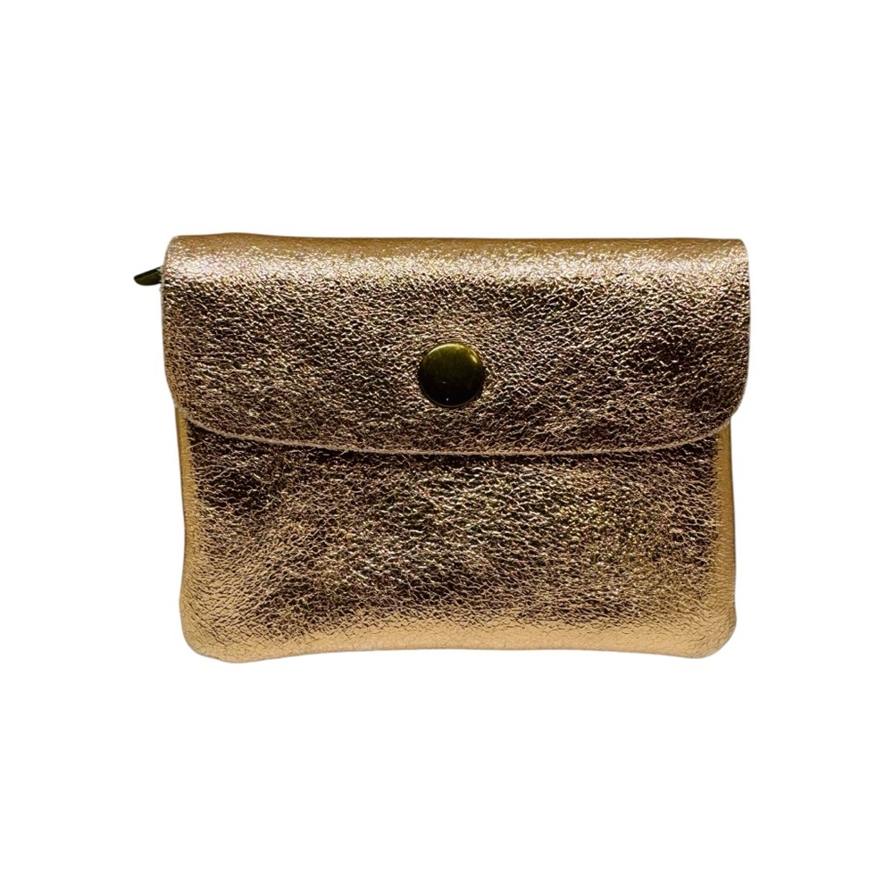 Leather Coin Purse Pouch Zipped Flap  Small Money Keys Holder Wallet Rose Gold